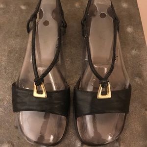 Navy blue made in Brazil leather flat sandal